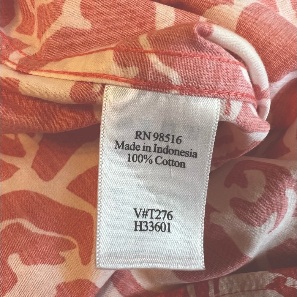 Coldwater Creek Floral Coral/ Orange & White Button Up 3/4 Sleeve Blouse… - Picture 4 of 6